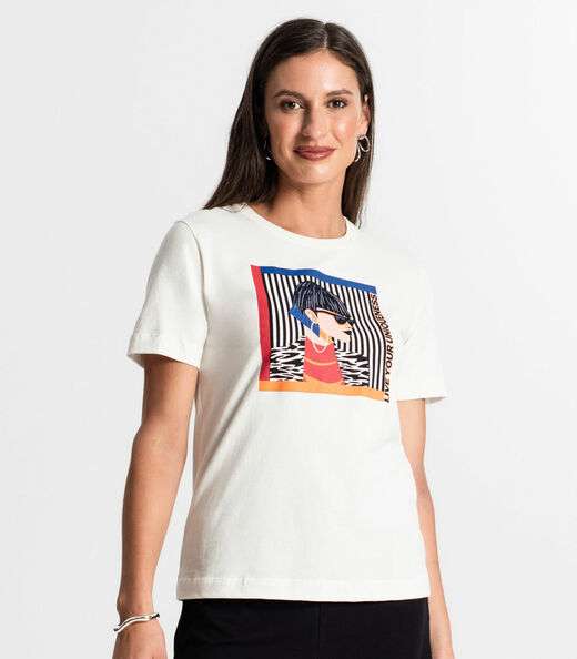 Camiseta Feminina Em Meia Malha Rovitex Bege