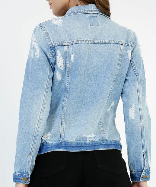 Jaqueta Feminina Jeans Bolsos Puídos Marisa