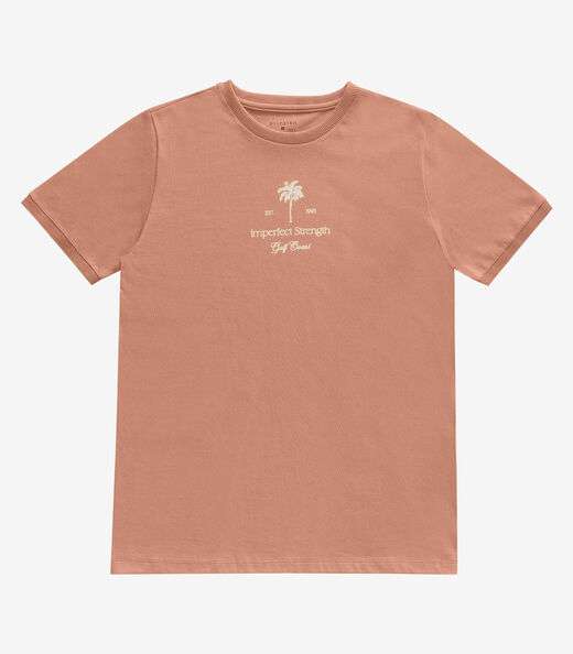 Camiseta Masculina Manga Curta Malhão Diametro Marrom