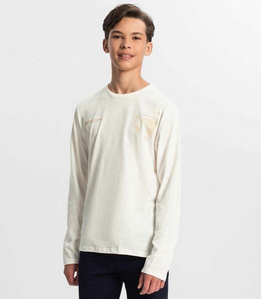 Camiseta Juvenil Masculina Manga Longa Minty Bege