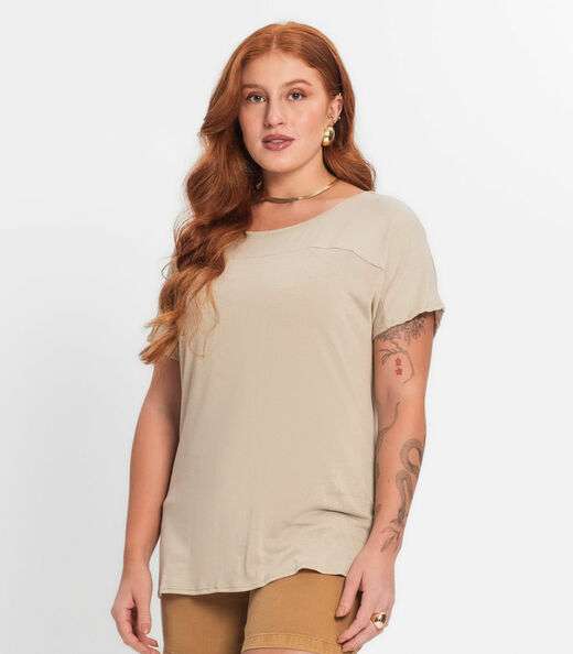 Blusa Feminina Plus Size Secret Glam Bege