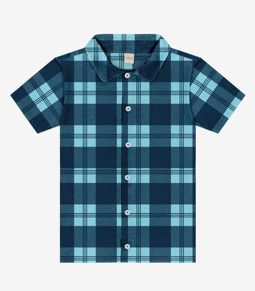 Image_Camisa Infantil Xadrez Manga Curta Trick Nick Azul