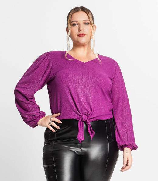 Image_Blusa Manga Longa Em Ribana Canelada Secret Glam Roxo
