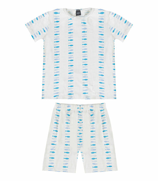 Pijama Infantil Masculino Blusa E Bermuda RoviKids Bege