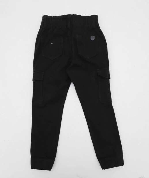 Calça Juvenil Sarja Jogger Cargo Tam 10 a 16