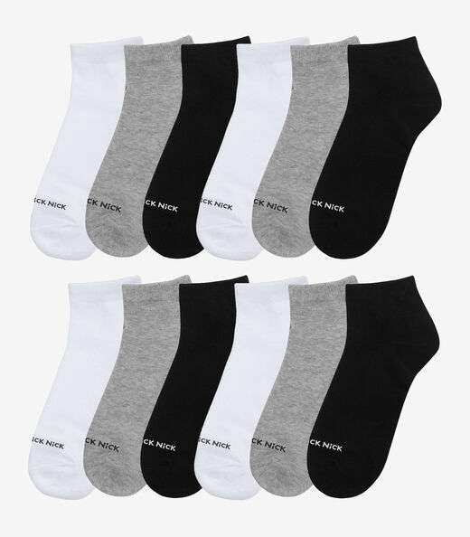 Image_Kit 12 Pares De Meia Cano Curto Lisas Trick Nick Sortido