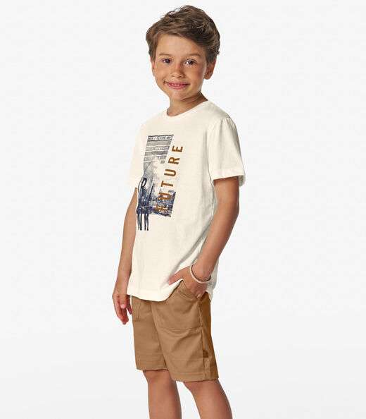 Conjunto Camiseta e Bermuda Trick Nick Bege