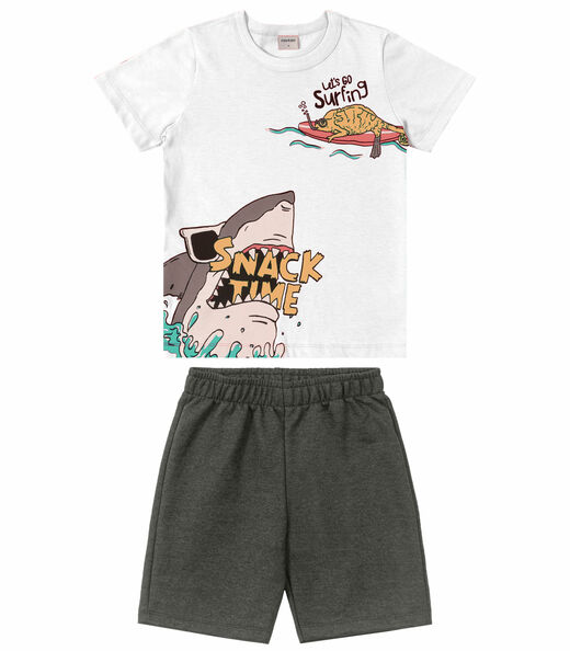 Conjunto Infantil Masculino Tubarão Rovitex Branco
