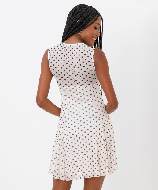Vestido Curto Feminino Tule Estampa Poá Marisa Preto