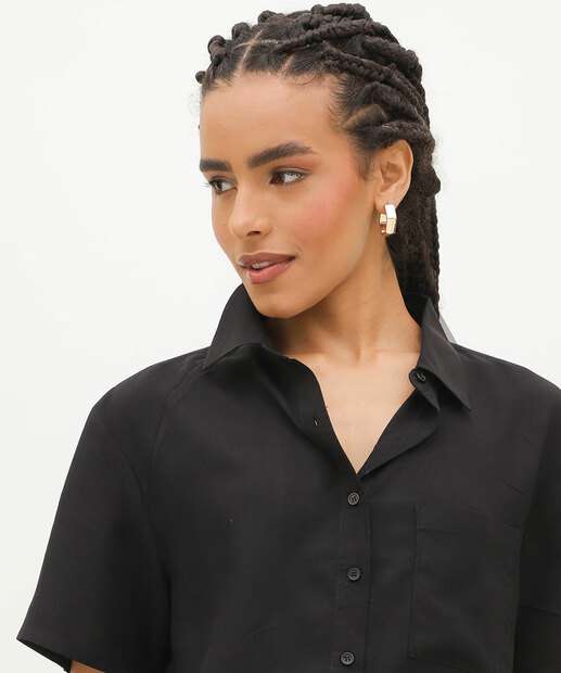 Camisa Cropped Feminina Manga Curta Marisa