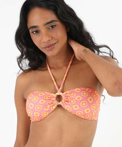 Top Biquíni Estampado Bojo Marisa Rosa