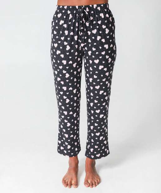 Pijama Feminino Estampa Corações Marisa Preto