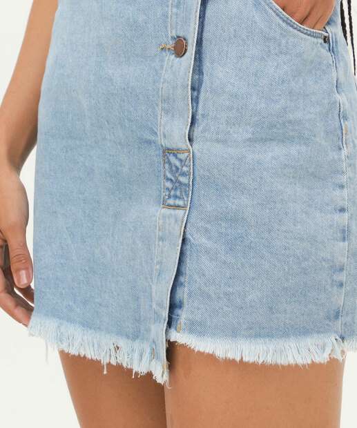 Mini Saia Jeans Feminina Marmorizada