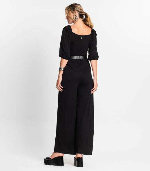 Macacão Feminino Manga 3/4 Endless Preto