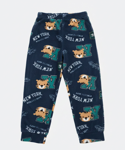 Conjunto Infantil Fleece Tigre MR Tam 1 a 3 Azul