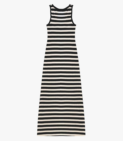 Image_Vestido Midi Ribana de Viscose Listrada Rovitex Preto