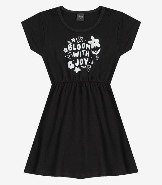 Vestido Curto Infantil Em Molecotton Select Preto