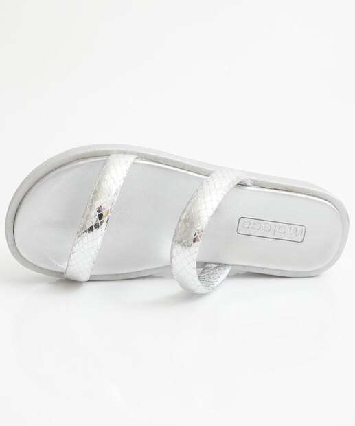 Tamanco Feminino Flatform Tiras Moleca Prateado