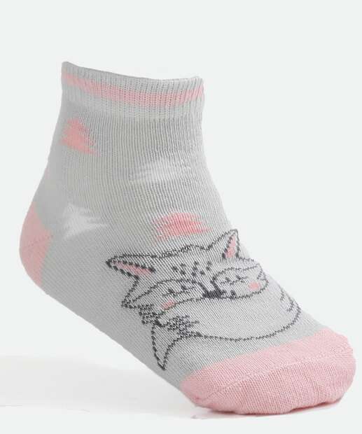 Kit 2 Pares Meias Infantil Estampadas 