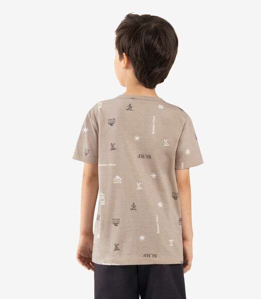 Camiseta Infantil Manga Curta Rovi Kids Marrom