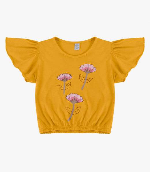 Blusa Infantil Manga Curta Infinita Cor Laranja