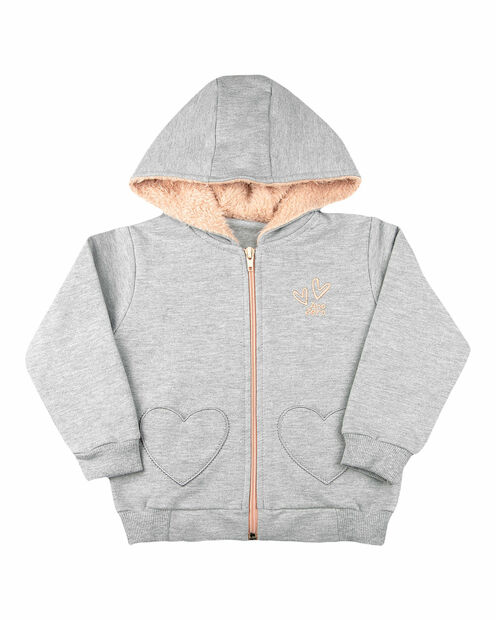 Conjunto Infantil Moleton Flanelado Corações - Mescla