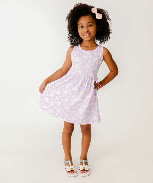 Vestido Infantil  Margaridas Sem Manga Marisa Tam 4 a 10