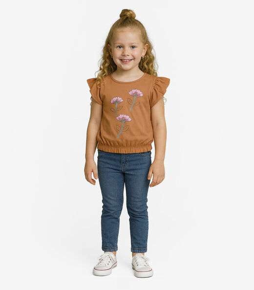 Blusa Infantil Manga Curta Infinita Cor Laranja