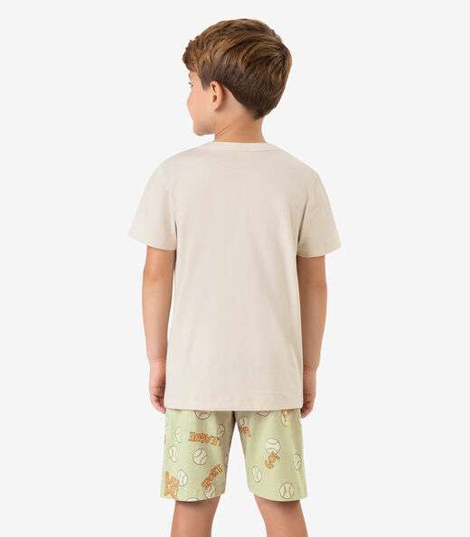 Pijama Meia Malha Rovi Kids Bege