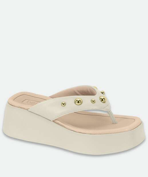 Image_Tamanco Feminino Flatform Tachas Beira Rio Branco