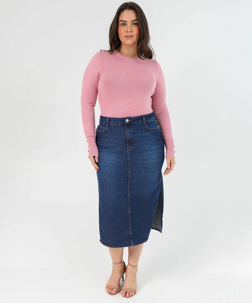 Suéter Feminino Plus Size Marisa Rosa 