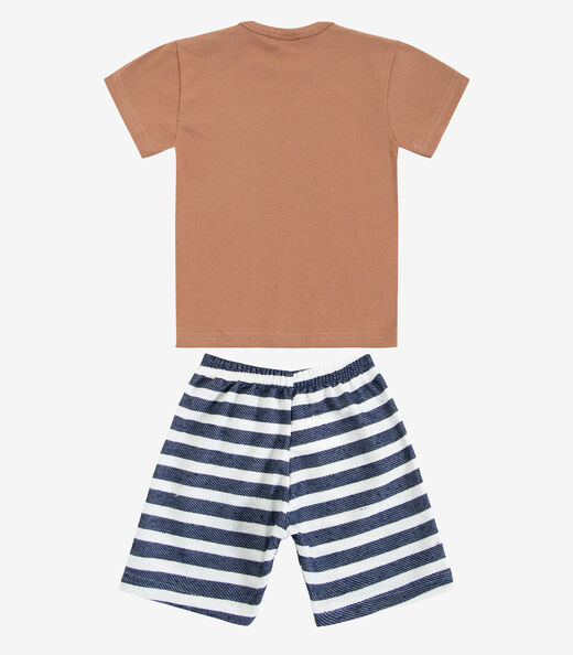 Conjunto Infantil Curto Verão Menino Select Marrom
