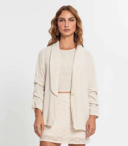 Blazer Feminino Em Linho Strong Endless Bege