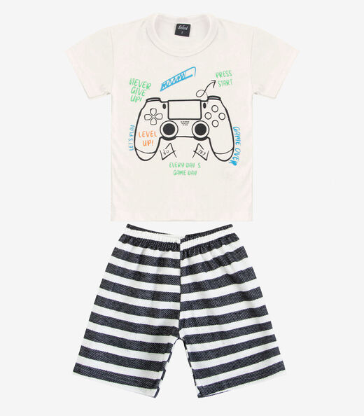 Conjunto Infantil Curto Verão Menino Select Bege