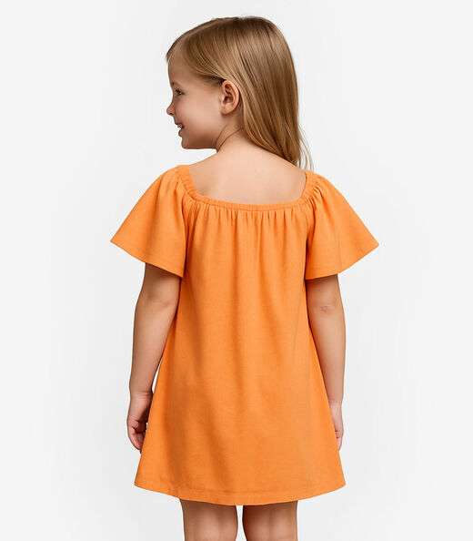 Vestido Infantil em Viscose Infinita Cor Laranja
