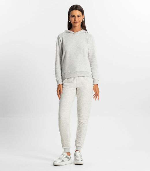 Blusão com Capuz Feminino Rovitex Cinza