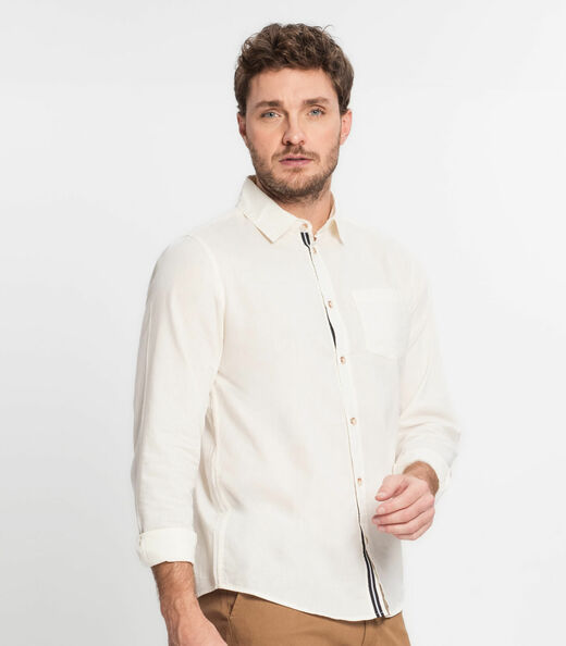 Camisa Masculina Manga Longa Diametro Bege