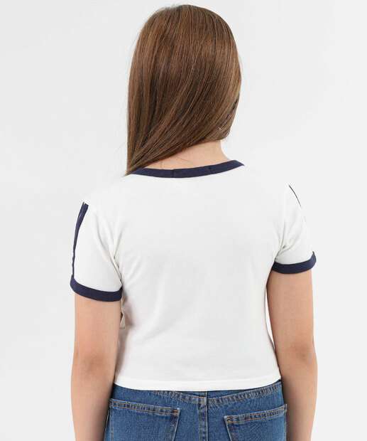 Blusa Juvenil Cropped Cotton Marisa Tam 10 a 16 Off White