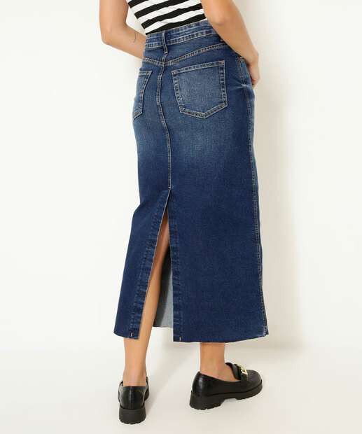 Saia Midi Feminina Fenda Marisa