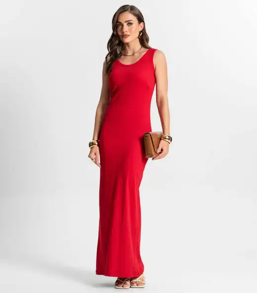 Vestido Midi De Ribana Feminino Endless Vermelho