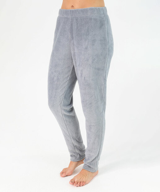 Pijama Feminino Plush Recorte Manga Longa Marisa Cinza