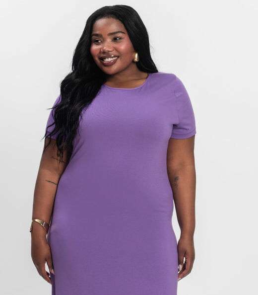 Vestido Feminino Midi Plus Size Infinita Cor Roxo