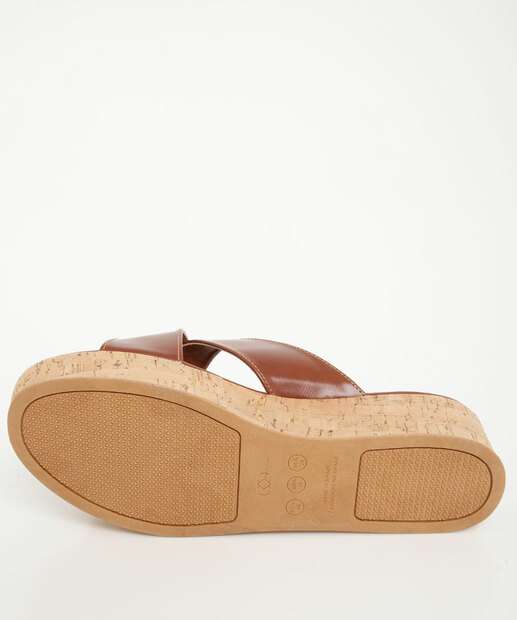 Tamanco Feminino Flatform Tiras Cromic Marrom