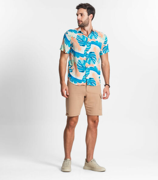 Camisa Masculina Florida Com Botões Select Azul