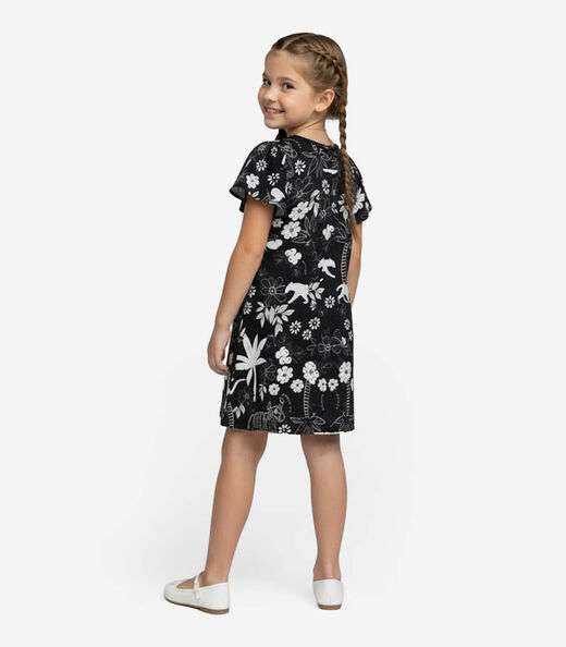 Vestido Infantil Feminino Estampado Select Preto