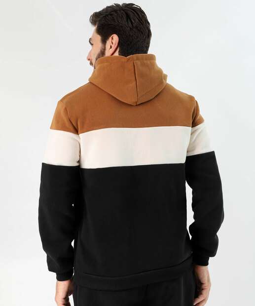 Blusão Masculino Moletom Capuz Marisa Bege