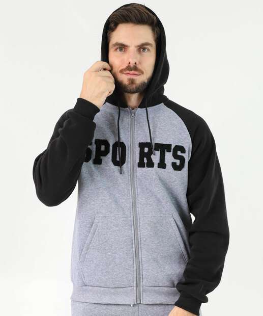Casaco Masculino Moletom Capuz Marisa Cinza