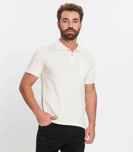Polo Masculina Com Bolso Cotton Leve Diametro Bege