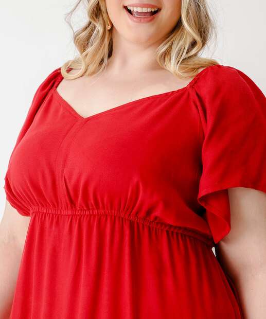 Vestido Plus Size Feminino Manga Curta Marisa