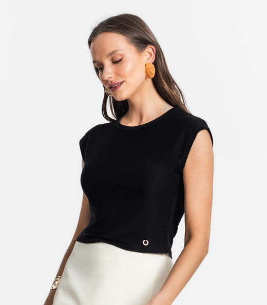 Blusa De Viscotorcion Básica Feminina Endless Preto